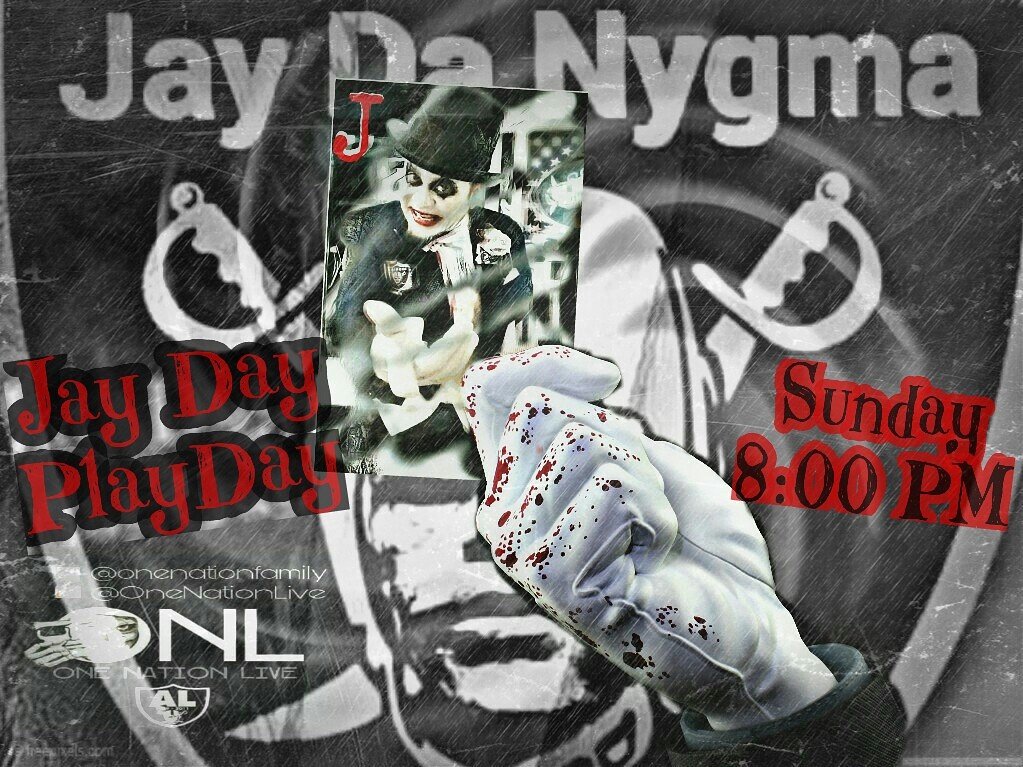 OneNation_Live's tweet photo. #RaiderNation join us at 8:00 PM on #OneNationLive (link in bio) for ur favorite show of "JAY DAY PLAY DAY" with the one &amp; only #JayDaNygma https://t.co/hgXOf2ZTbF