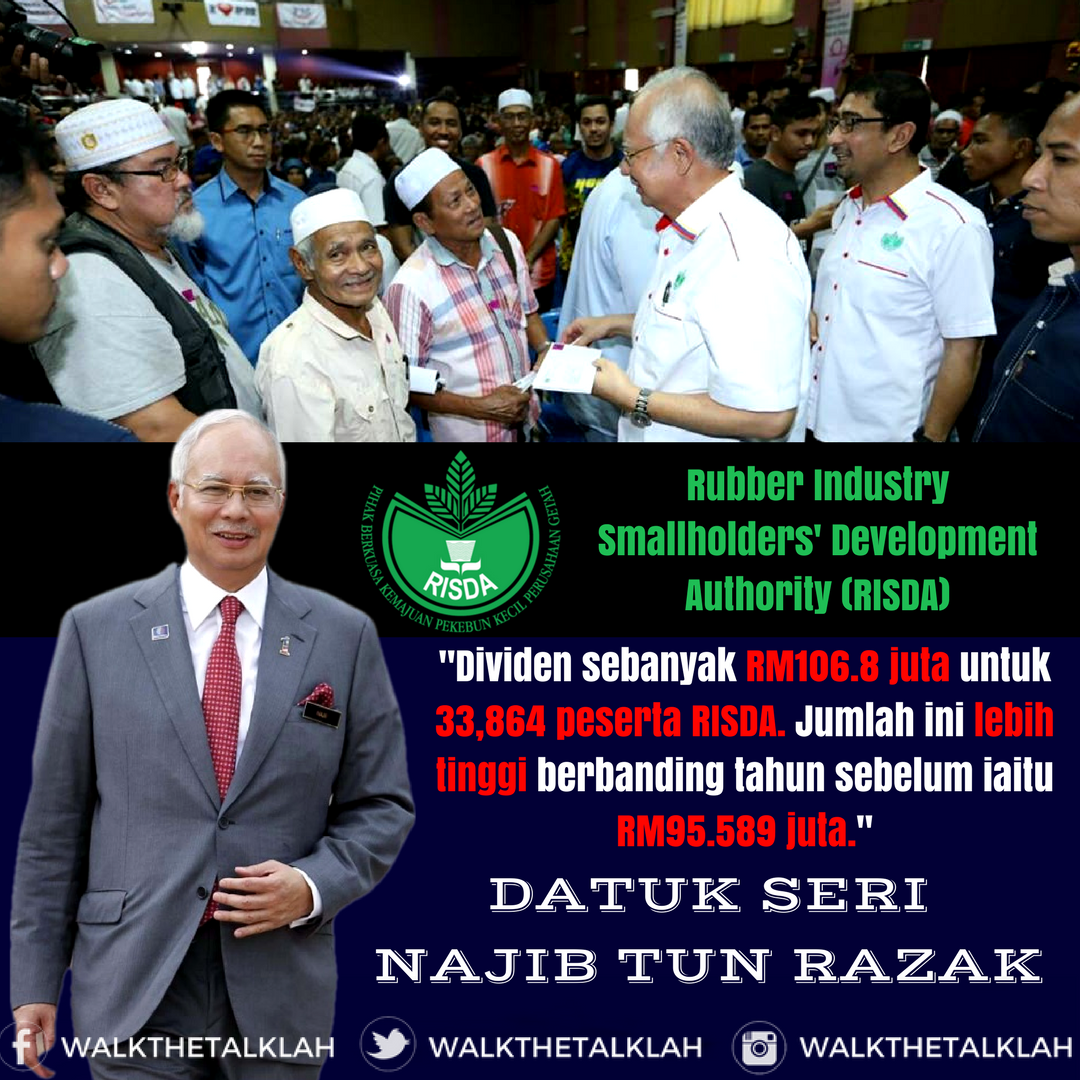 WalkTheTalkLah's tweet photo. "Dividen sebanyak RM106.8 juta untuk 33,864 peserta RISDA. Berbanding tahun sebelum iaitu RM95.589 juta."@NajibRazak
https://t.co/CaOwcfUGBT https://t.co/8O7jGykCbj