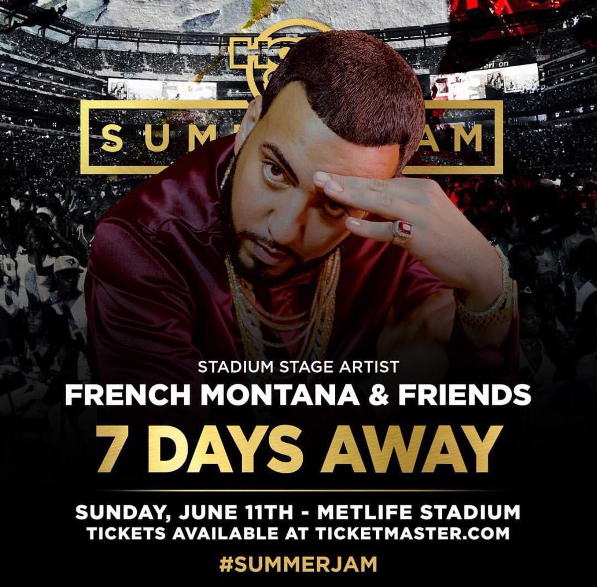 WHHLapp's tweet photo. 7 days away til @HOT97 's #SummerJam concert! Who is ready for @FrencHMonTanA & more this year? #Hot97 #FrenchMontana #WHHLapp https://t.co/81K5bYkRu0