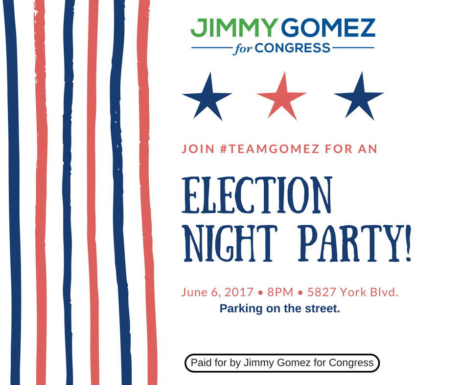 JimmyGomezCA's tweet photo. Mark your calendar! After the polls have closed join us for an Election Night Party to watch the results! RSVP: https://t.co/XMjDcXfnvA https://t.co/OZYUpQqrNJ