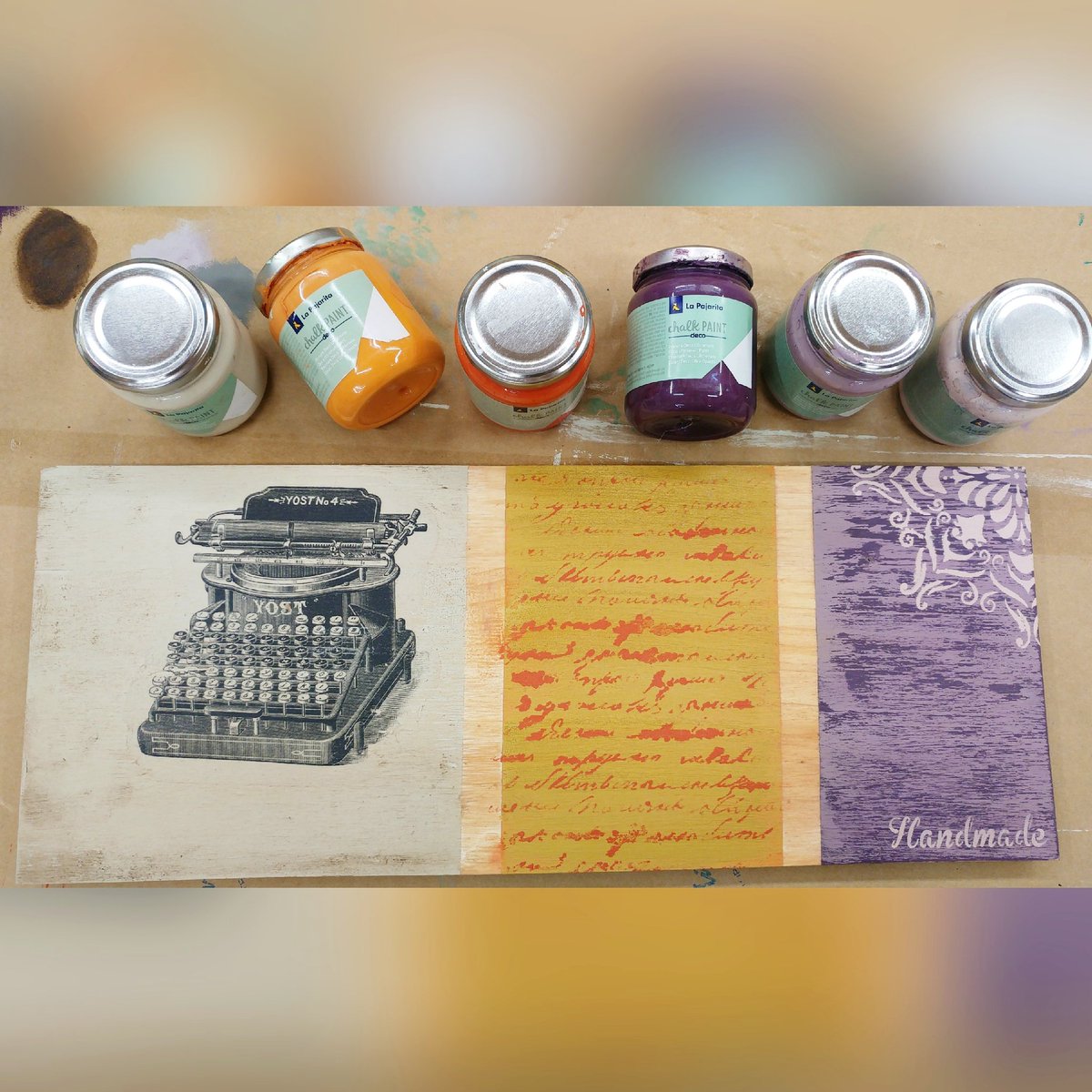 InspiraarteHM's tweet photo. Y aquí el resultado del taller de @PinturaPajarita al que asistí el sábado #chalk #chalkpaint #transfer #shabby #craquele #diy #handmade https://t.co/KNk3ab9q22