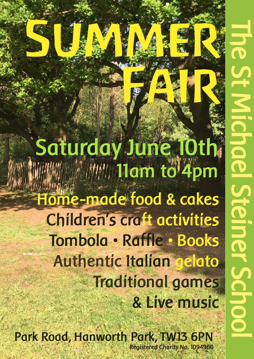 SchoolSteiner's tweet photo. THIS SATURDAY! OUR SUMMER FAIR! https://t.co/v6cvku9FJm