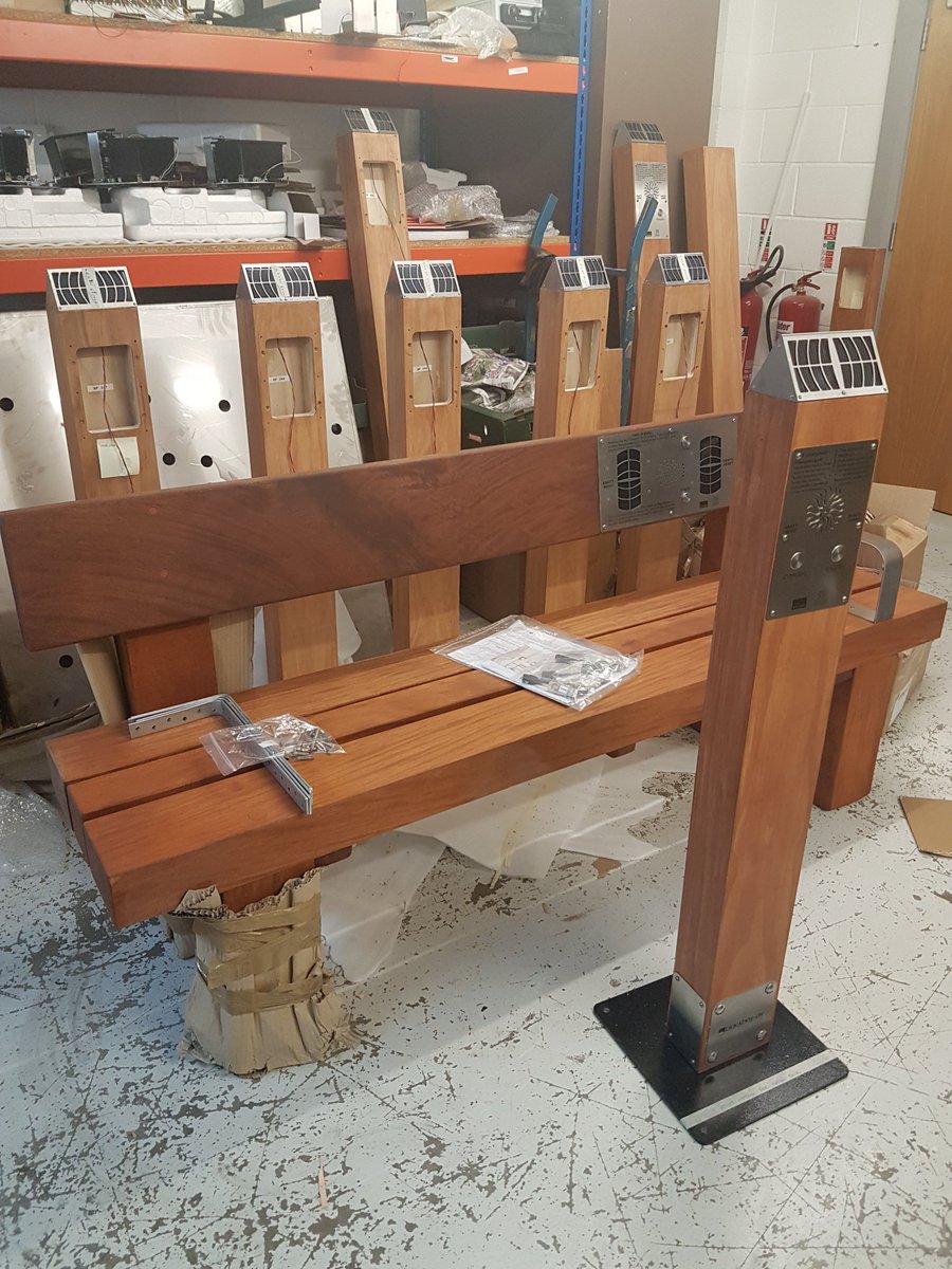 blackboxav's tweet photo. Our solar post & bench are #outinthepost to Neath Abbey on this rainy morning! Being installed by our friends at @Mint_Motion☺ https://t.co/LS6cN4ZB2l