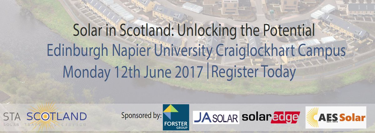 One week left until our #solarinscotland event <a href="/EdinburghNapier/">Edinburgh Napier University</a>. Make sure you book today solar-trade.org.uk/sta-events/sol…