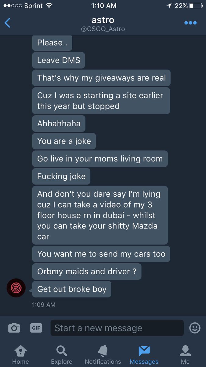 MyolLife's tweet photo. See a random DM of this lol is this kid a loser or what https://t.co/8P0hHNw9Zg