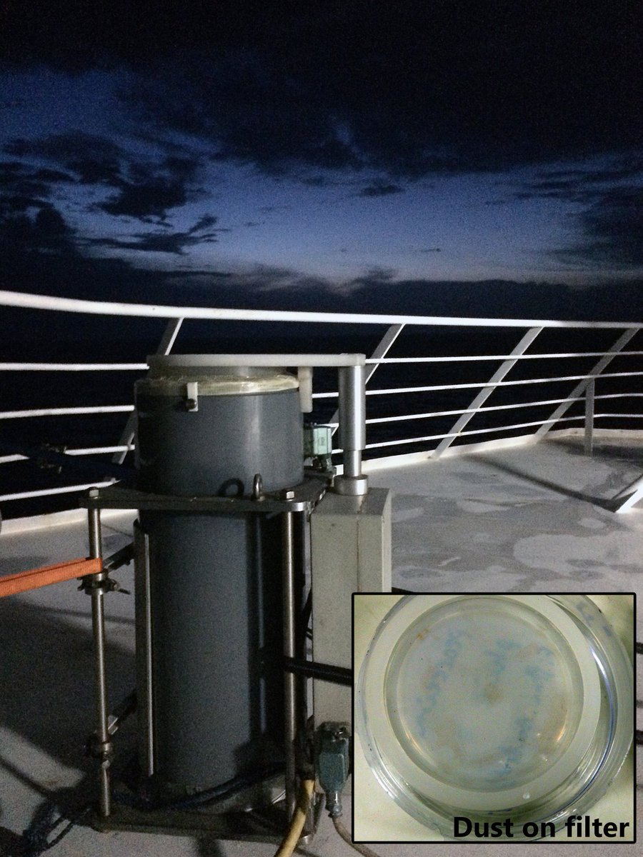 peacetimecruise's tweet photo. #InDustWeTrust and a Saharan dust event has occurred last night! A high frequency sampling strategy is ongoing. #ChArMEx #MerMEX @INSU_CNRS https://t.co/F6Z5pK5gRe