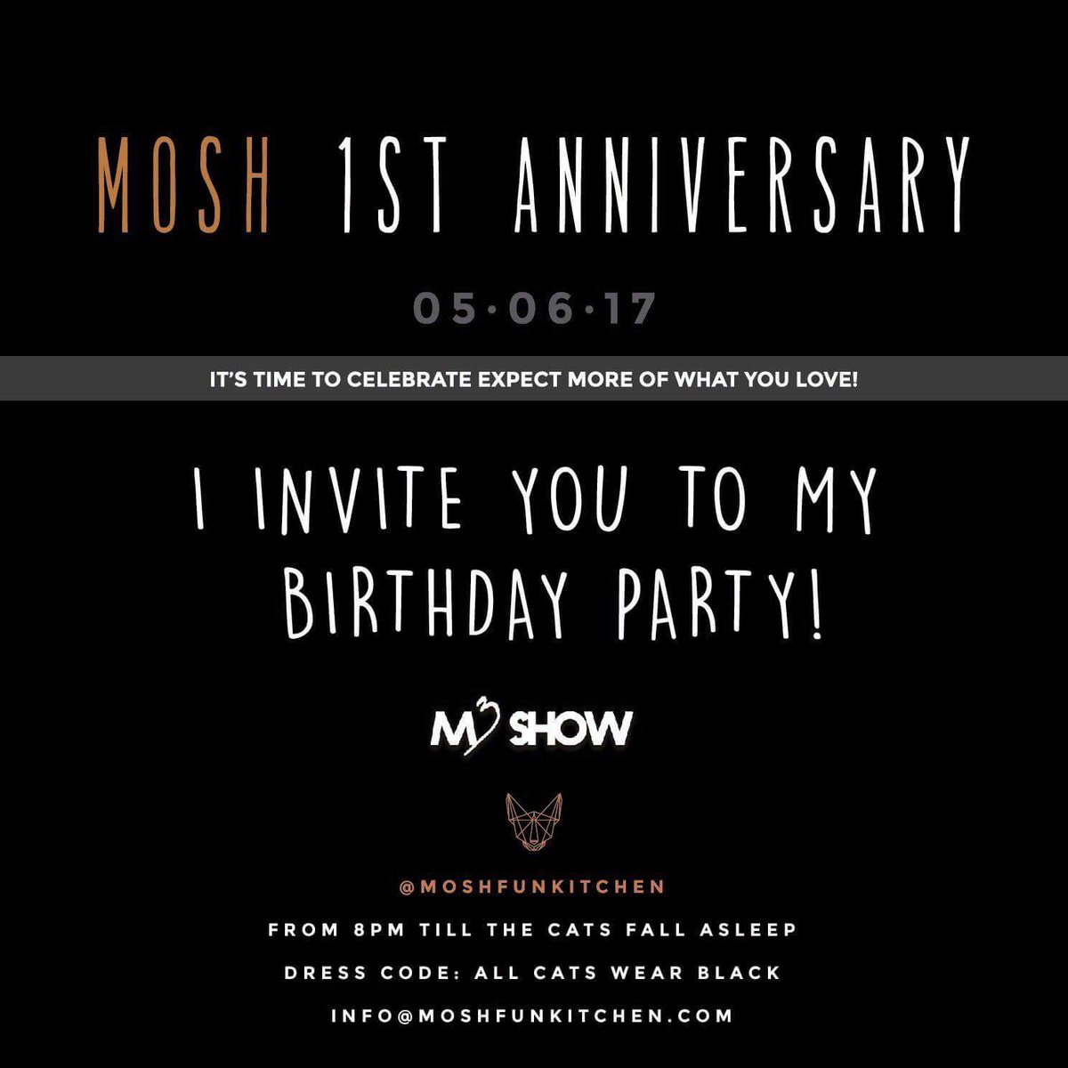 m3showlive's tweet photo. Happy birthday Mosh! There we go! 
#moshfunkitchen https://t.co/Rn7qCEIGVl