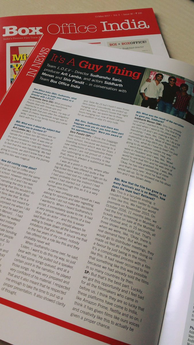 loevfilm's tweet photo. Thank you @boxofficeindia for featuring the men of #LOEV — @sidmenon1, @Shiv_Pandit, @arfilamba and @iamsuds! ❤ https://t.co/Um4DbHonVo