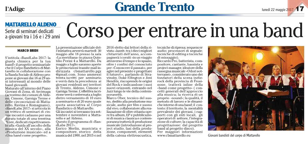 Ecco l'articolo sull'Adige! Grazie a Marco Bridi e a #l'Adige per lo spazio dedicato!
#pgz #bandlabs #music #trento #unitn #radio #tn #song