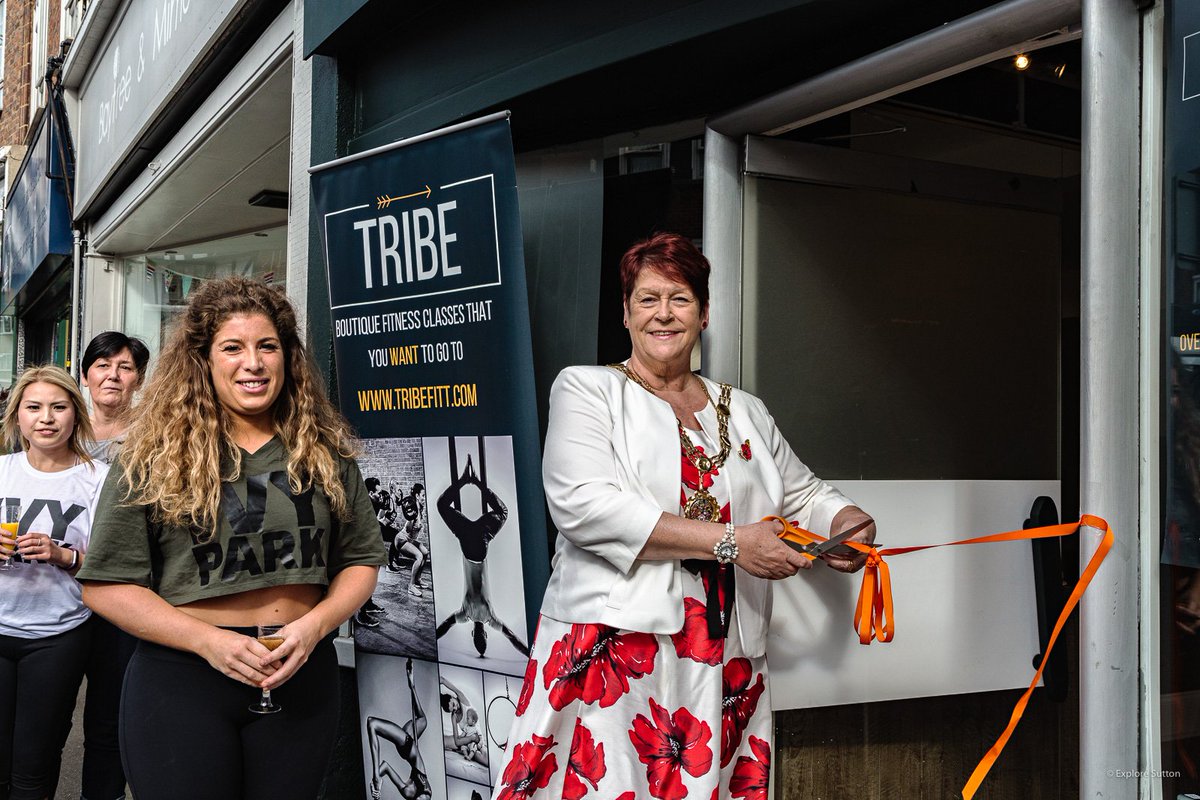 explore_sutton's tweet image. For the history books? The @Mayor_Sutton opens @Tribefitt studios in #Cheam. The first business to be opened by our new Mayor #Sutton