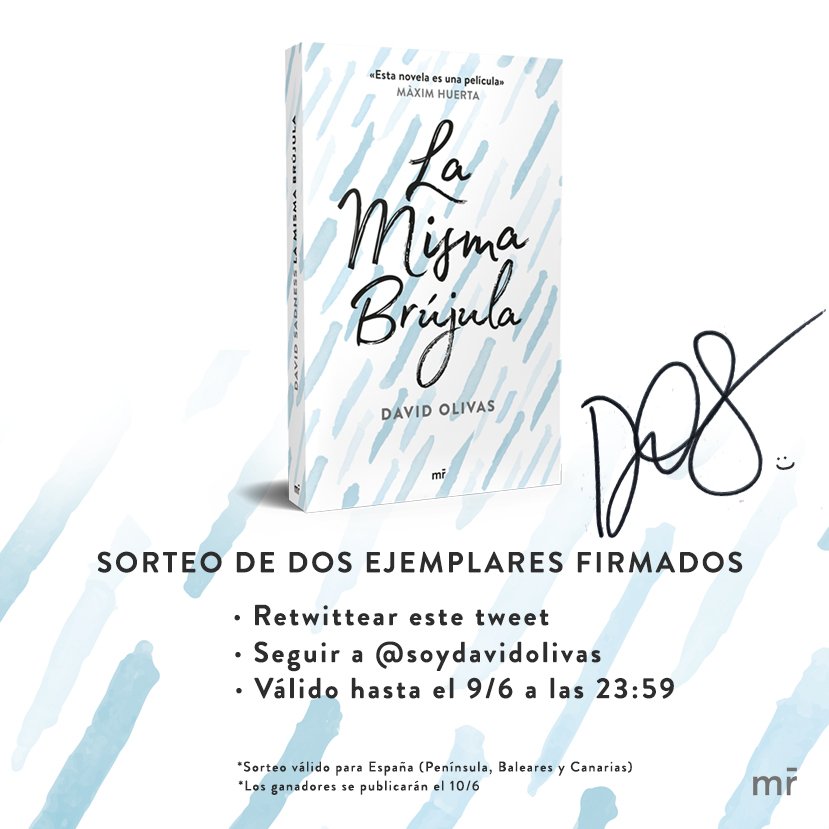 Sorteo 💙
Dos ejemplares de #LaMismaBrújula firmados. 
Hasta el 9/6
¡Suerte!