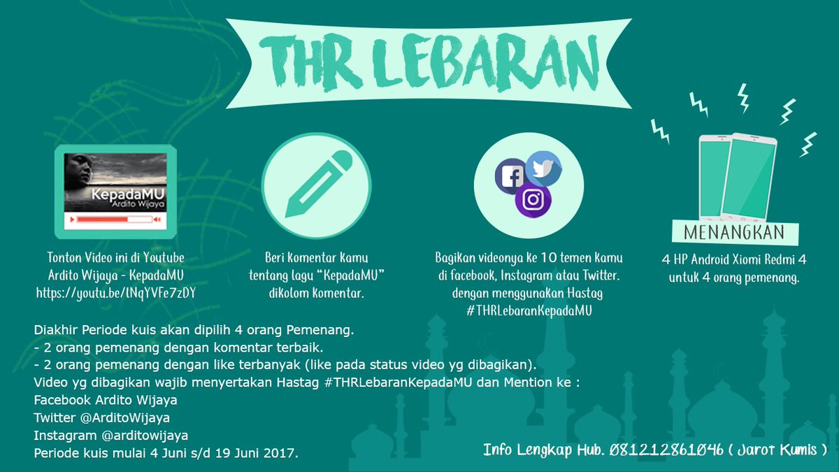 EventnyaRadio's tweet photo. IKutan Kuis Berhadiah yukkk.. lumayan nih Smartphone baru buat Lebaran #THRLebaranKepadaMU https://t.co/asaL0adREr https://t.co/lIjMJrWRSc