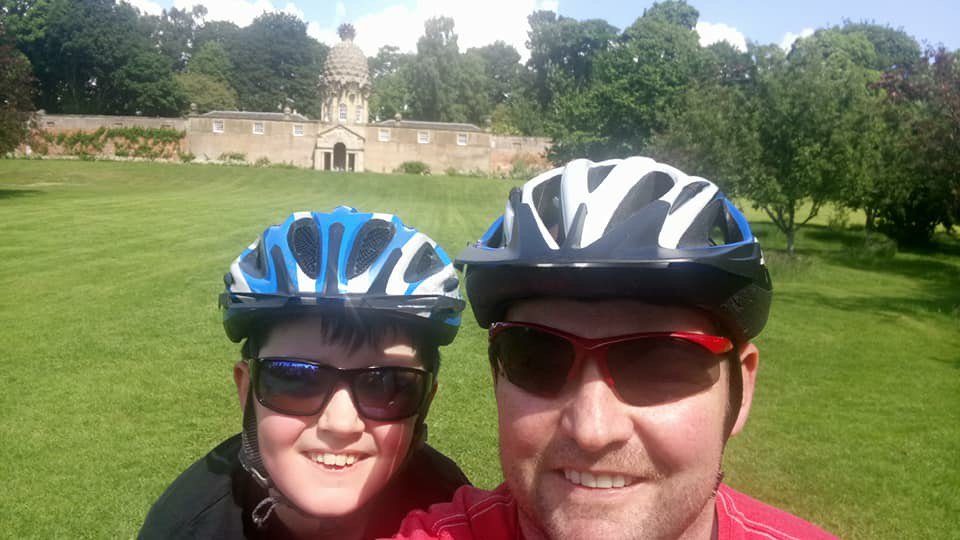 HazelWyllie's tweet image. Fraser and his dad cycled to the pineapple yesterday🚴🏼@MissRoss_5