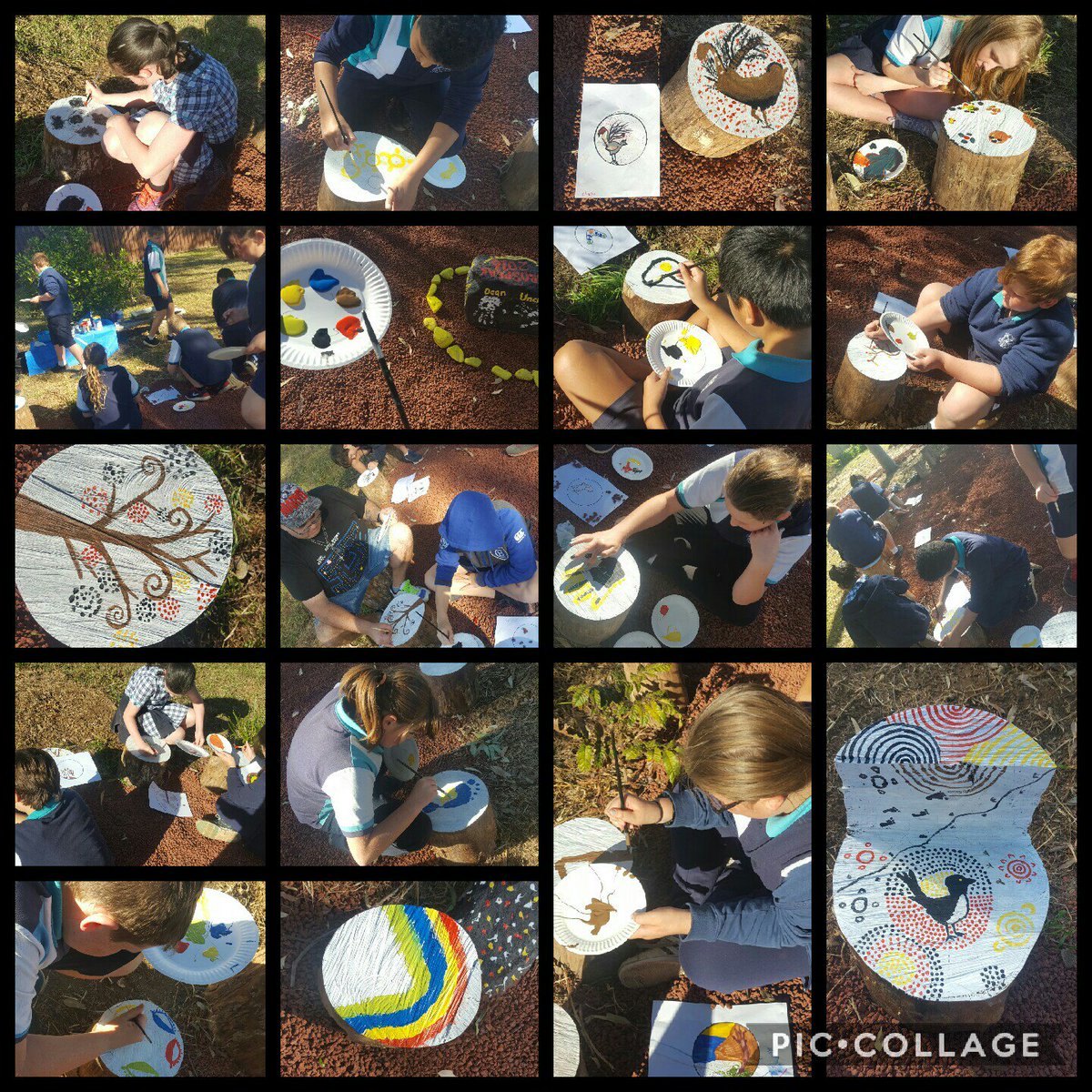 What a beautiful day 🌞 to start adding detail on logs as part of our <a href="/ThomasAcresPS/">ThomasAcresPS</a> yarning circle <a href="/seanp68/">Sean Pope</a> <a href="/veronicakin59/">Veronica Kinchela</a> ☺