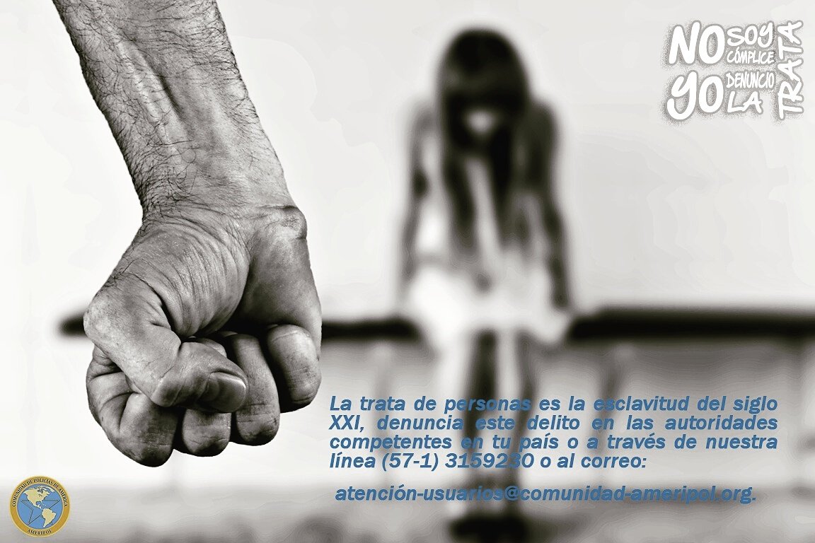 AmeripolOrg's tweet photo. #DenuncieLaTrata No seas cómplice de la explotación humana, CON LA TRATA NO HAY TRATO. #ComunidadAMERIPOL https://t.co/Yc4zuXVOH2
