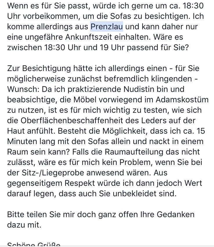 Mein Sofa bei Ebay Kleinanzeigen zu inserieren war auch wieder so eine glorreiche Idee ...