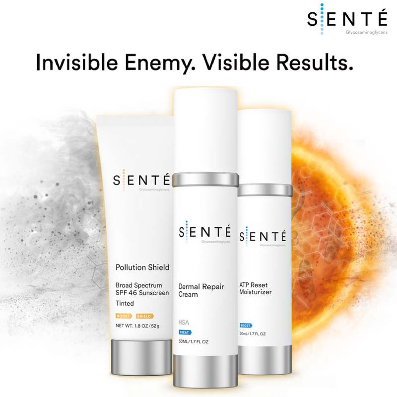 Introducing SENTÉ Pollution Shield SPF46 Broad Spectrum Sunscreen &amp; ATP Reset Moisturizer! #SENTEskin