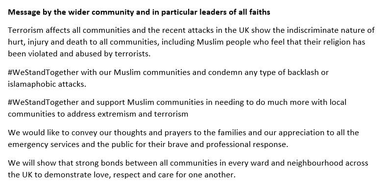 metpoliceuk's tweet photo. @CdrChishtyMPS A second statement was read out on behalf of the wider community and in particular leaders of all faiths #LondonAttacks https://t.co/FRnNHF6llj