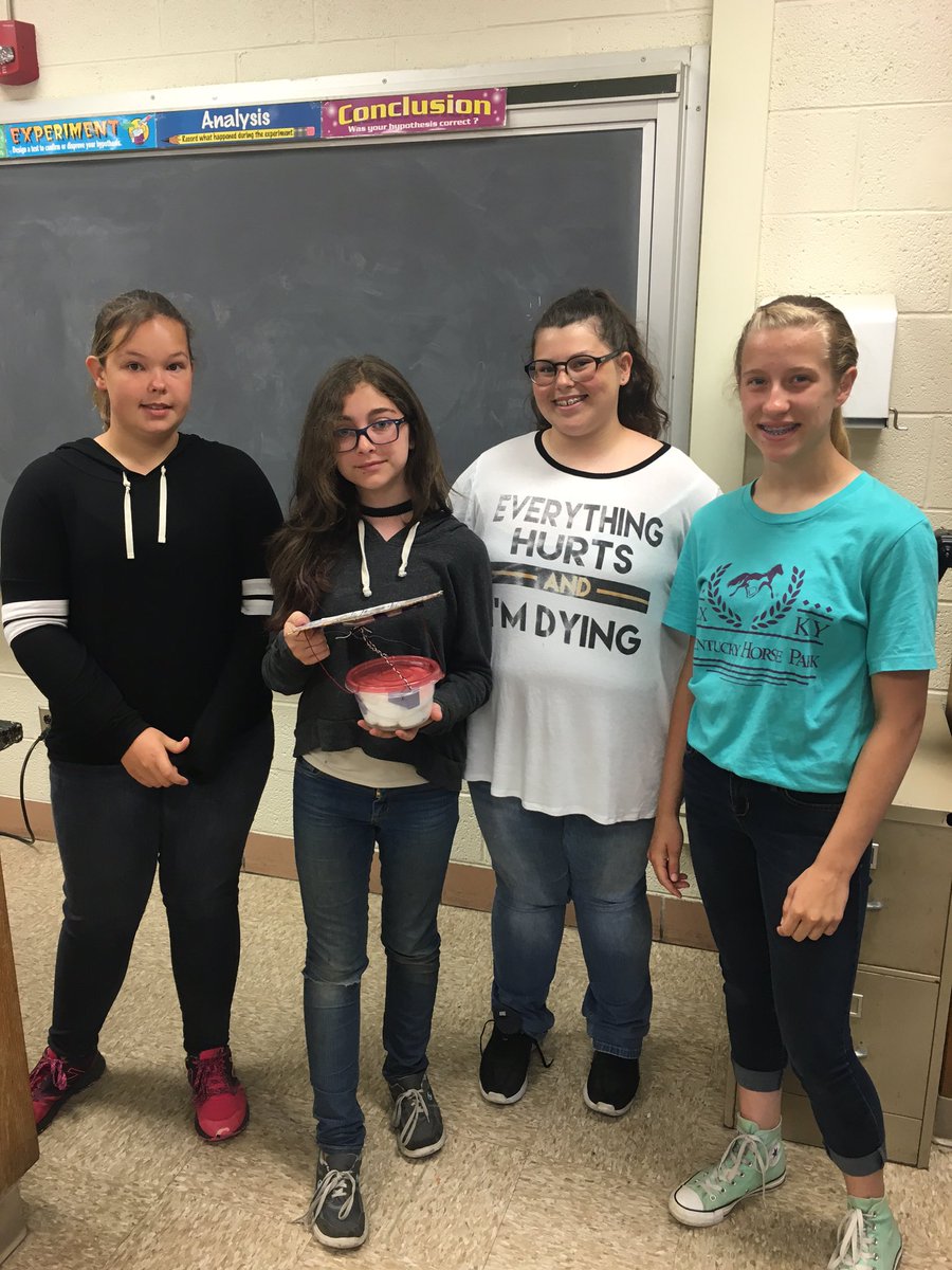 mrs_luft's tweet photo. 7th grade science class Egg Drop! Winning S's with their parachute container. @slgolab https://t.co/naGs4AfzKh