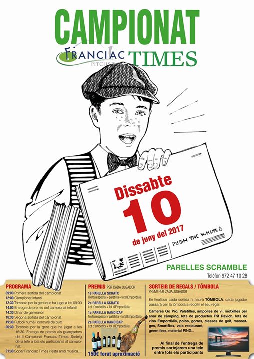 Aquest proper dissabte Gran campionat de la Revista Franciac Times, inscripcions a 972 47 10 28
