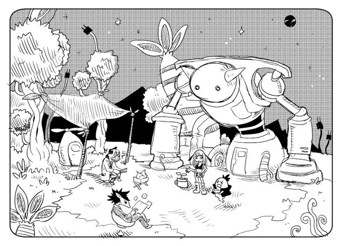 趣味で作っていたSFファンタジーのイメージボード
まとまったらコミティアに出したいなー 