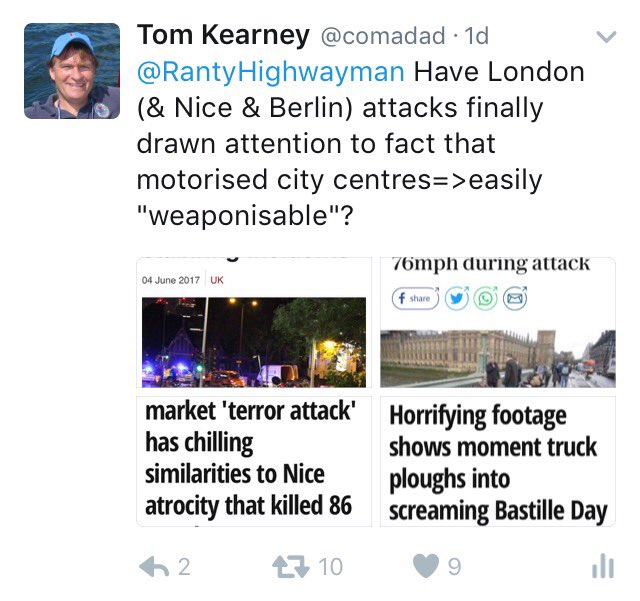 comadad's tweet photo. @SonOfTheWinds @daveih Sad @TfL @MayorofLondon missed opportunity to install "pop-up" #Protected Cycleway & Footway & instead gave space to #weaponisable motors https://t.co/8AICfzD9VW
