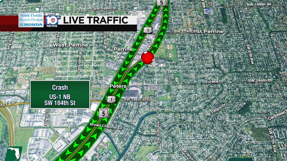 Crash on US-1 NB at SW 184th St #traffic https://t.co/tn8WetMYuJ