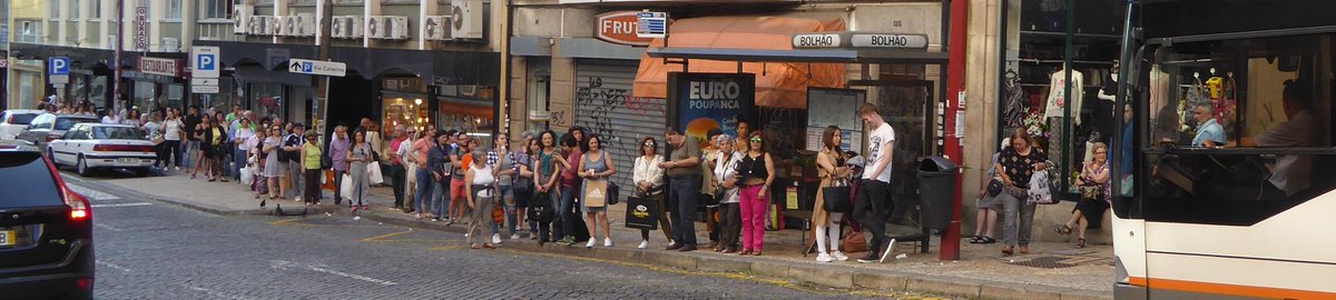 TASPartnership's tweet photo. On this rainy day in Preston, here's a panoramic of sunny Porto from my colleague John who saw the longest #busqueue in the world (probably) https://t.co/eeHx8ZRHDH
