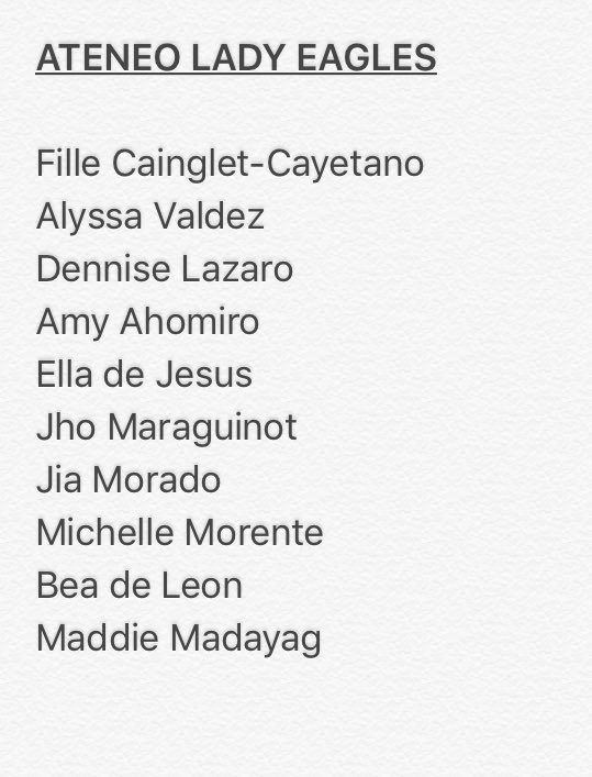 AteneoAgent's tweet photo. Here are the lineups for #BattleOfTheRivals
Source: @camillenaredo https://t.co/vaQCGRsEgQ