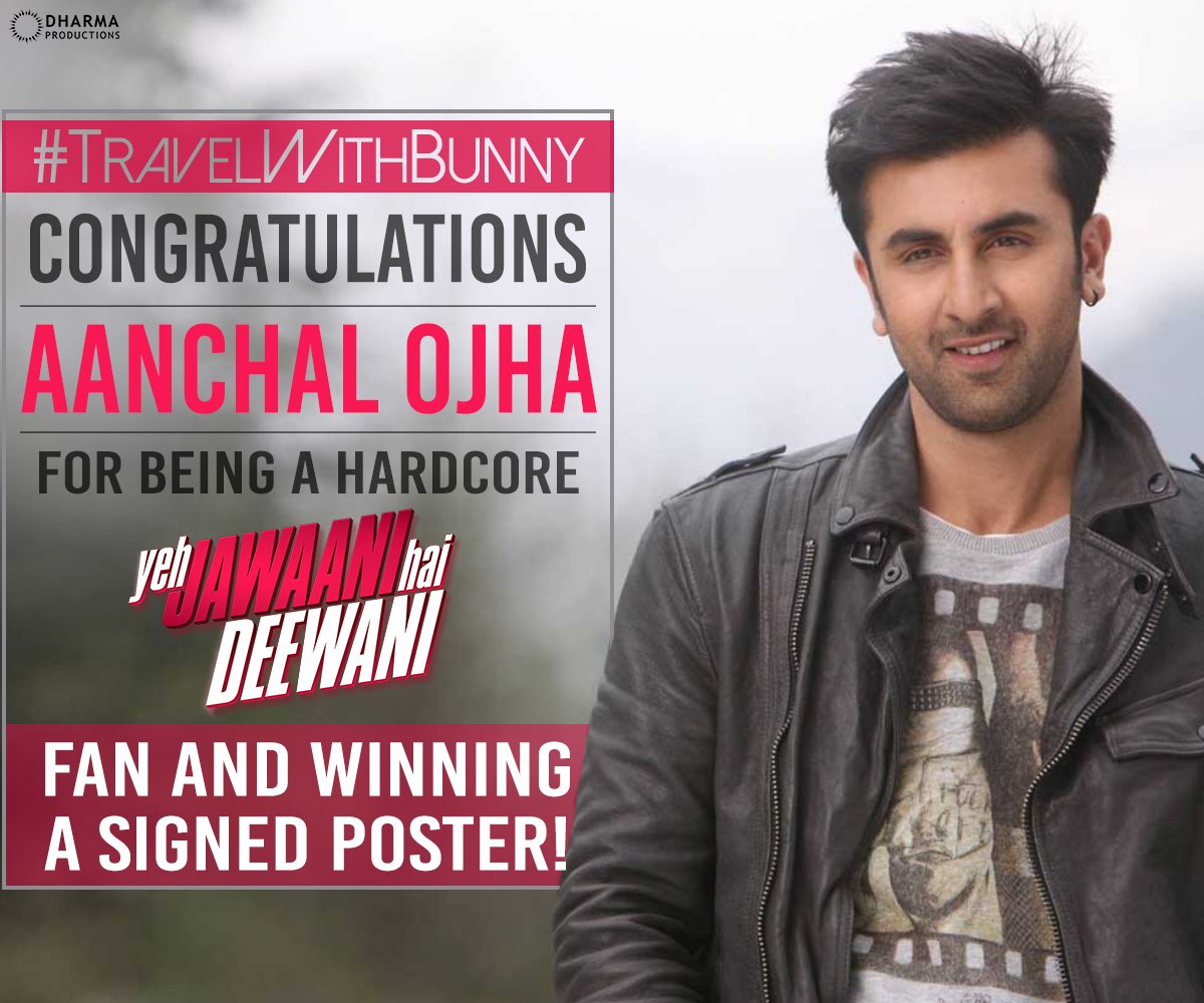 DharmaMovies's tweet photo. Congratulations for winning the #TravelWithBunny contest & being a hardcore #YJHD fan! Message us your details. #4YearsOfYJHD https://t.co/V6aQEe2aD1