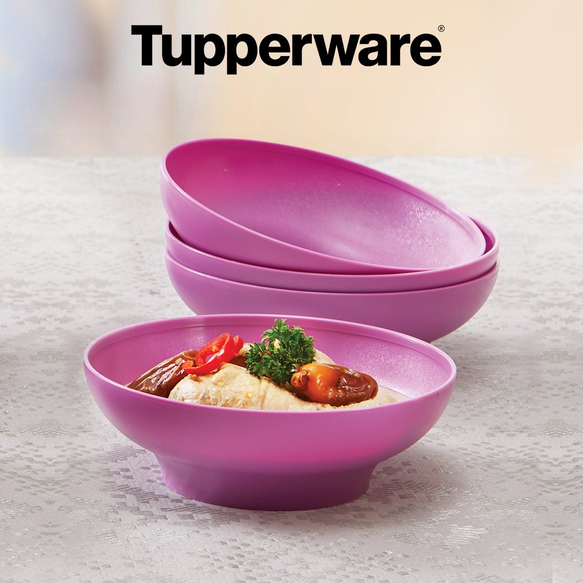 tupperwareID's tweet photo. Biar lebih elegan, sajikan sop istimewa buatan Bunda dalam Purple Daisy Bowl (4) ini. :) https://t.co/Z7dCsiBha6 https://t.co/5bVZ1vDZpH