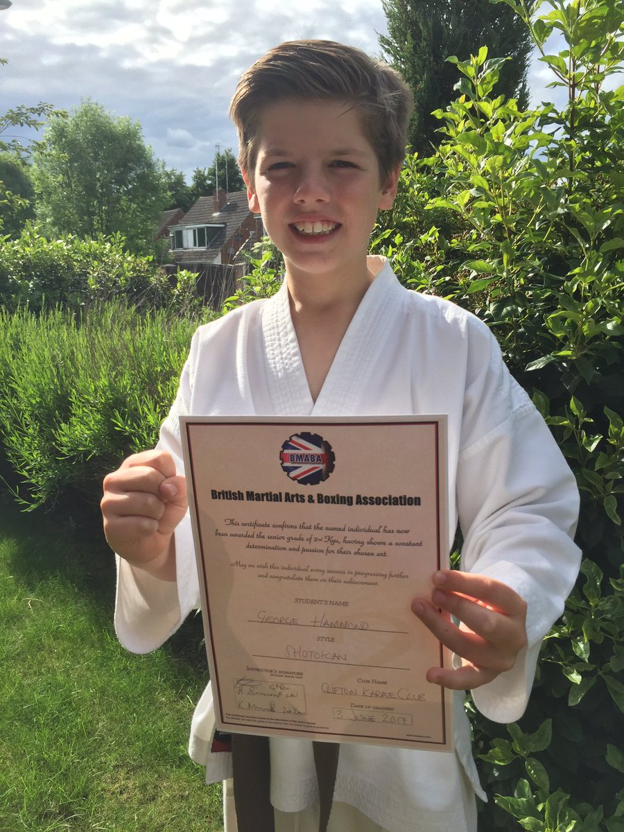 HamsterLeftBack's tweet photo. Really pleased to have been awarded  2nd Kyu so close to my 10th birthday too 😃 #shotokan #karate #clifton #commitment https://t.co/mGykd7qhXa