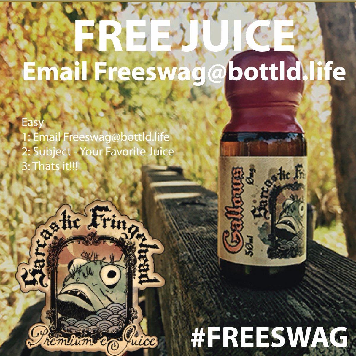 BottldLife's tweet photo. VAPE FOR FREE!!! HUGE JUICE GIVEAWAY!!!

-Like 
-Retweet
-Email - freeswag@bottld.life
-Subject - your favorite e-juice https://t.co/t5IaPZkpGy
