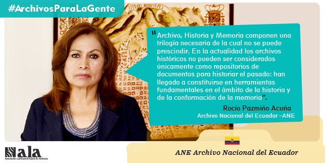 Los archivos no pueden ser solo considerados como repositorios de documentos" Rocío Pazmiño, Directora <a href="/ArchivoEcuador/">ArchivoEcuador</a>
#ArchivosParaLaGente