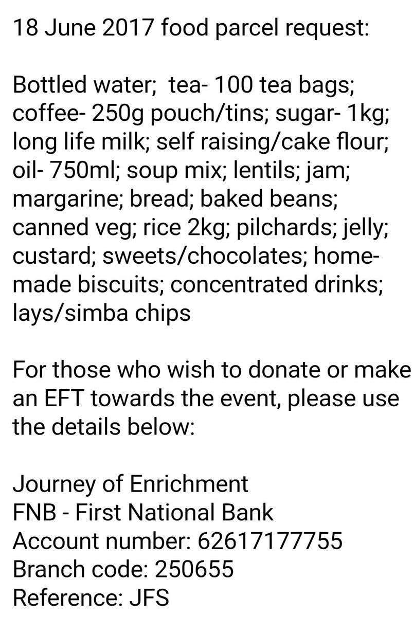 journeyofenrich's tweet photo. Food Parcel Drive 2 for 2017. All contributions welcome! #charity #community #capetown #jfs #feedingscheme #foodparceldrive #donations https://t.co/Um55mIg0J4