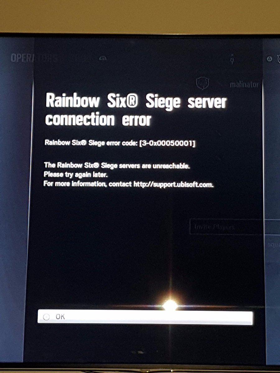 MattLMalin's tweet photo. @UbisoftSupport @Ubisoft Rainbow Six Servers are down... any idea when they'll be back up? https://t.co/h8X8fSY6UW