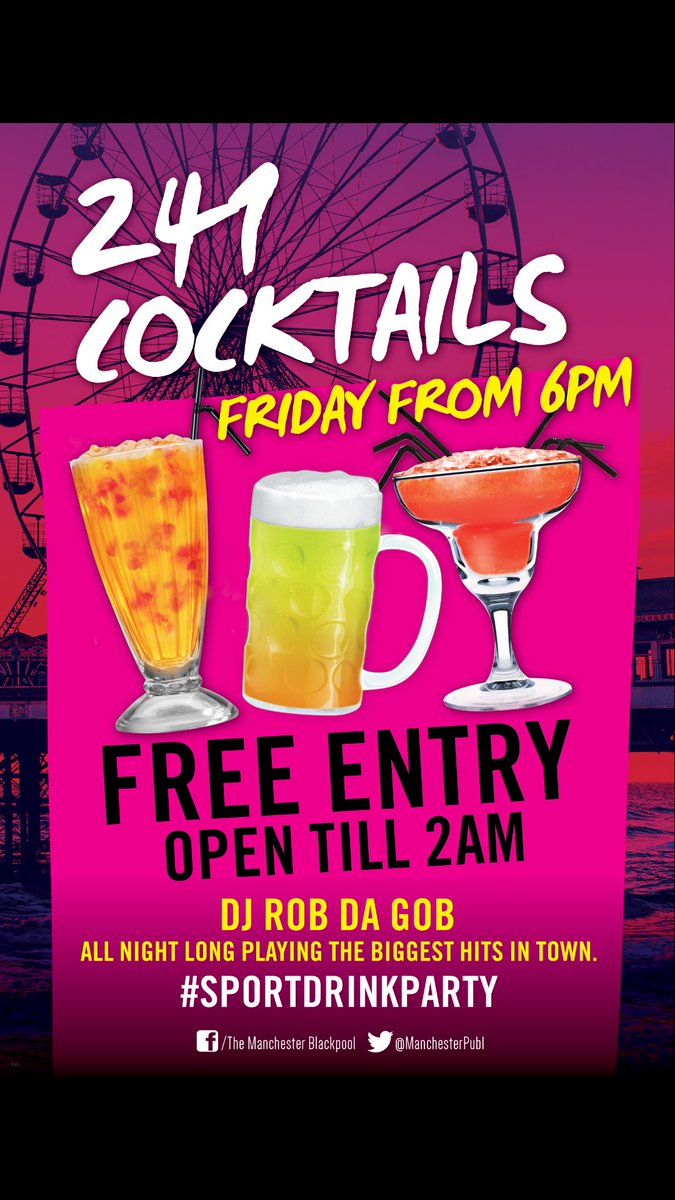 DestinationBpl's tweet photo. Landmark bar in Blackpool with a brilliant offer every Friday night!#SPORTDRINKPARTY #dbpl #Blackpool @ManchesterPub1 https://t.co/zq5UPA5yFA
