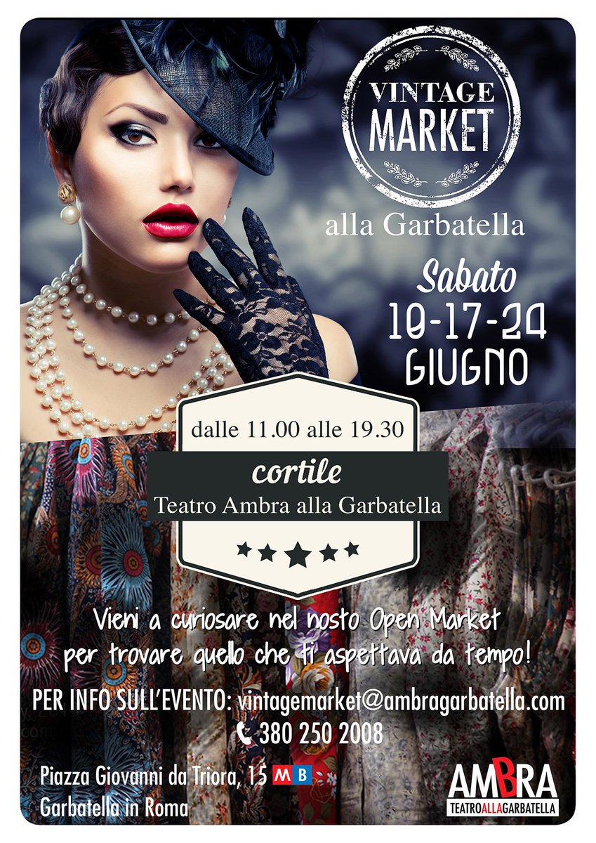 Sabato 10 giugno ci sarà il Vintage Market! Dalle 11 alle 19.30, vieni nel nostro cortile a cercare i capi #vintage dei tuoi sogni! #Roma