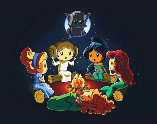 timecastelar's tweet photo. Noche de #campamento para #princesas con cuentos de #terror incluidos! #Leia #DarkVather #princess #disney y #StarWars #f4f #buenlunes https://t.co/jIE6BxUuF7