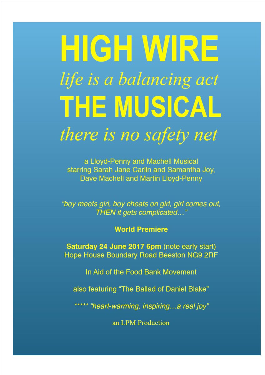TonyHopeNotting's tweet photo. @bbcemt An exciting new Musical is to be premiered 24 June in Nottingham. See attached for details https://t.co/FadCTCZpYg