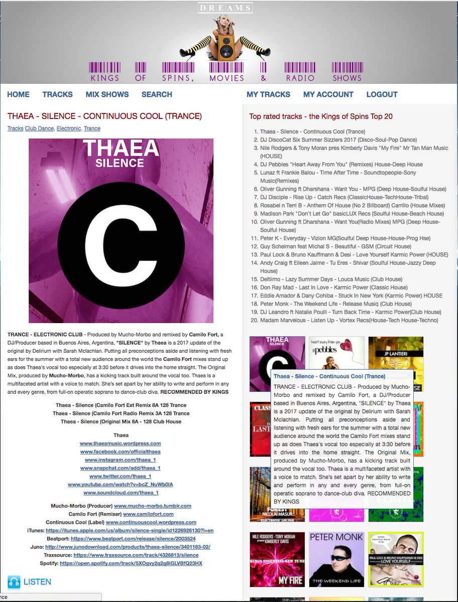 MUCHOMORBOMIX's tweet photo. #1 @KingsOfSpins #Thaea @thaea_1 &amp;#Mucho-Morbo @MUCHOMORBOMIX "Silence" THANK YOU+GRACIAS+MERCI+OBRIGADO Remix @djcamilofort VIERNES FRIDAY https://t.co/muDmd323KL
