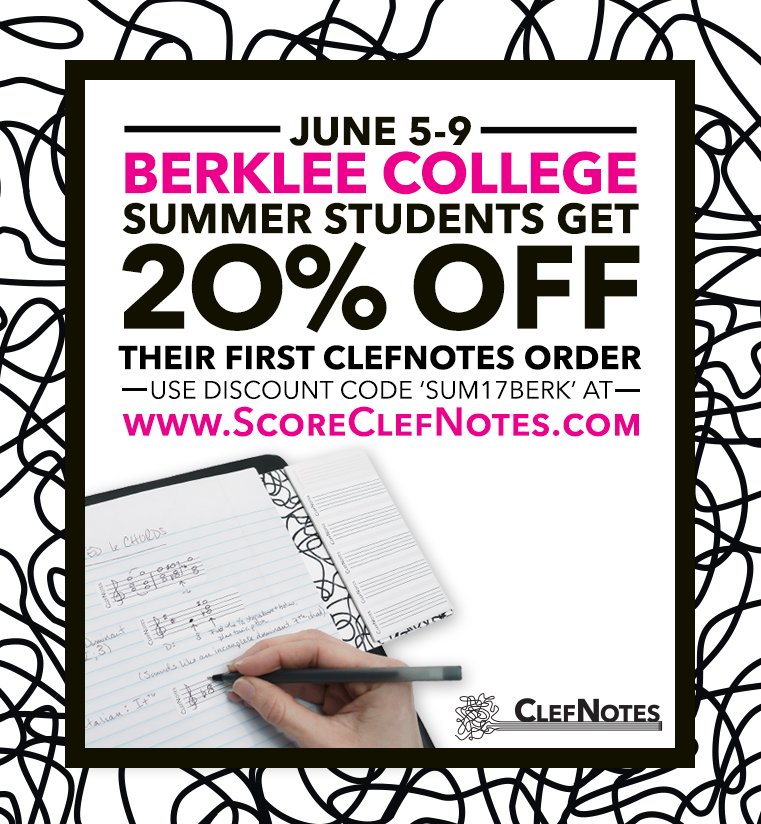 ClefNotesUS's tweet image. .@BerkleeCollege #MusicTheory students! Because we love you... 20% off this week. YEAH. Use code SUM17BERK at ScoreClefNotes.com
