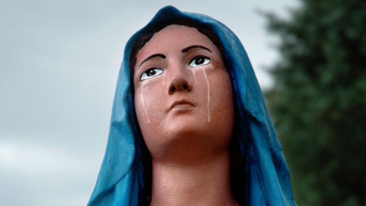 TheOnion's tweet photo. Virgin Mary Statue Crying For No Good Reason https://t.co/vzGVWxesSq https://t.co/lxFpqhqaoX