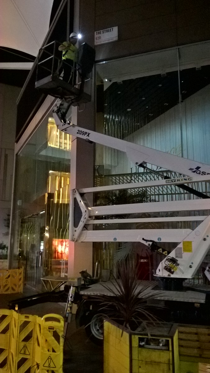 PiggottsUK's tweet photo. Our latest install kicks of last night @westfieldstrat you are going to like the finished article @IAAFWorldChamps #flagsareflying https://t.co/nFuvLTzbIO