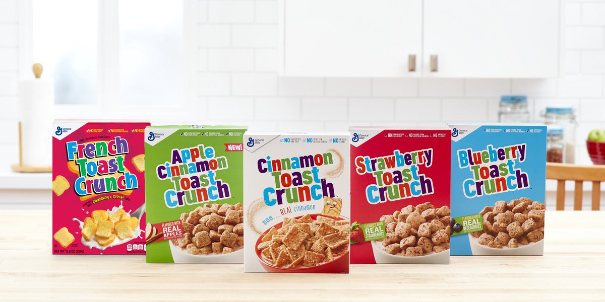 CTCSquares's tweet image. Give a warm, toasty welcome to our newest family members: Apple Cinnamon Toast Crunch, Blueberry Toast Crunch, and Strawberry Toast Crunch!