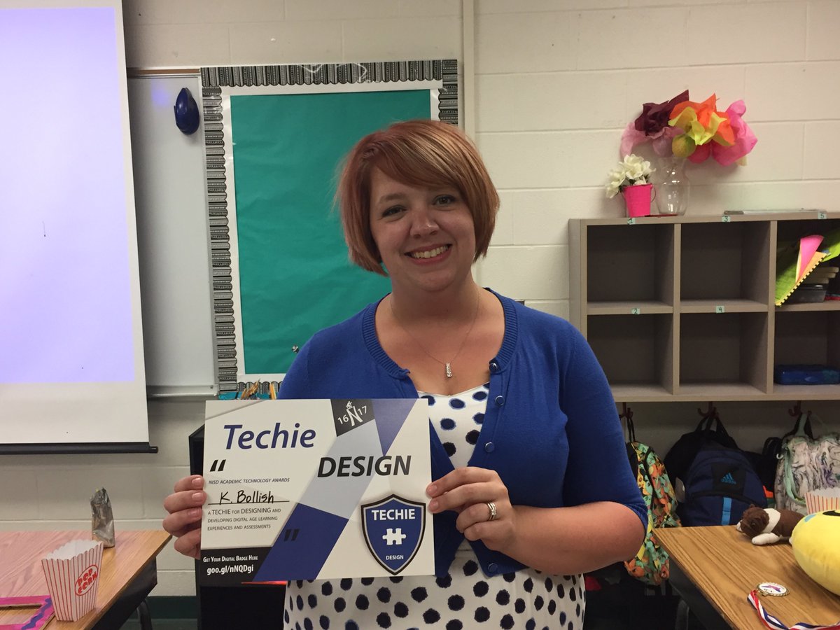 TechCoachFikac's tweet photo. And the #nisdtechie goes to @KBollish @NISDMyers! Way to DESIGN engaging lessons for your students. #nisdcoach https://t.co/oH6w7GP8HX