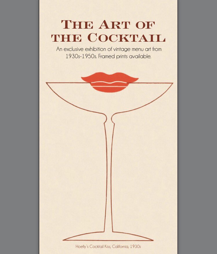 the_trumpetshop's tweet photo. "The Art of the Cocktail" (1930s - 1950s) 🍸💋 Opening menu art exhibition @the_trumpetshop - coming very soon to George St! 🍾#edinburgh https://t.co/Tw4fQhnbtF
