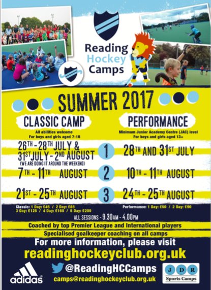 ReadingHCCamps's tweet photo. Fancy a bit of hockey this summer.  We are excited to announce that @readinghc are holding three camps! #booknow #lovecamps https://t.co/oXcon4Anof
