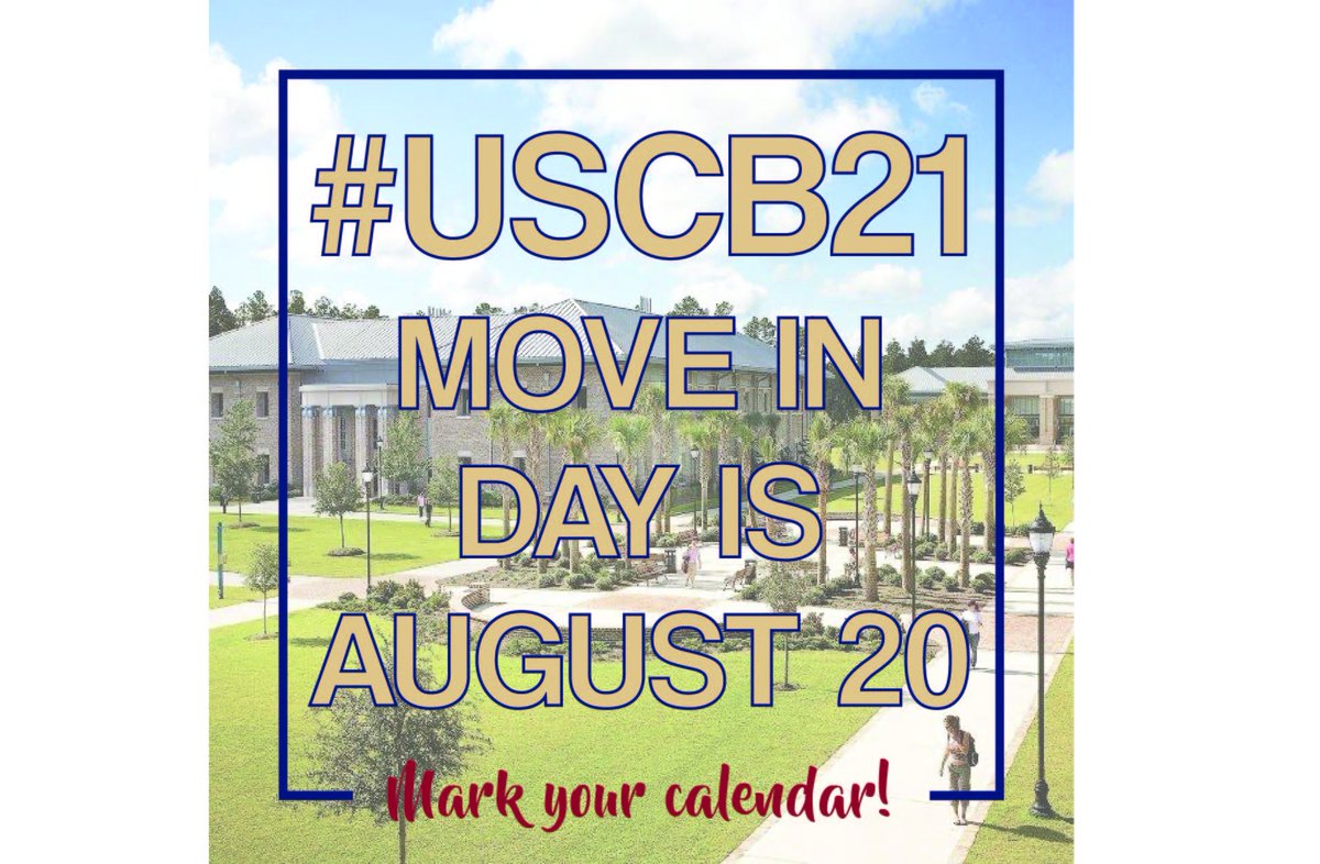 USCBHousing's tweet photo. #USCB21 Mark your calendars! Move in day is August 20th! #FinsUp https://t.co/eZ0FHVvnfx