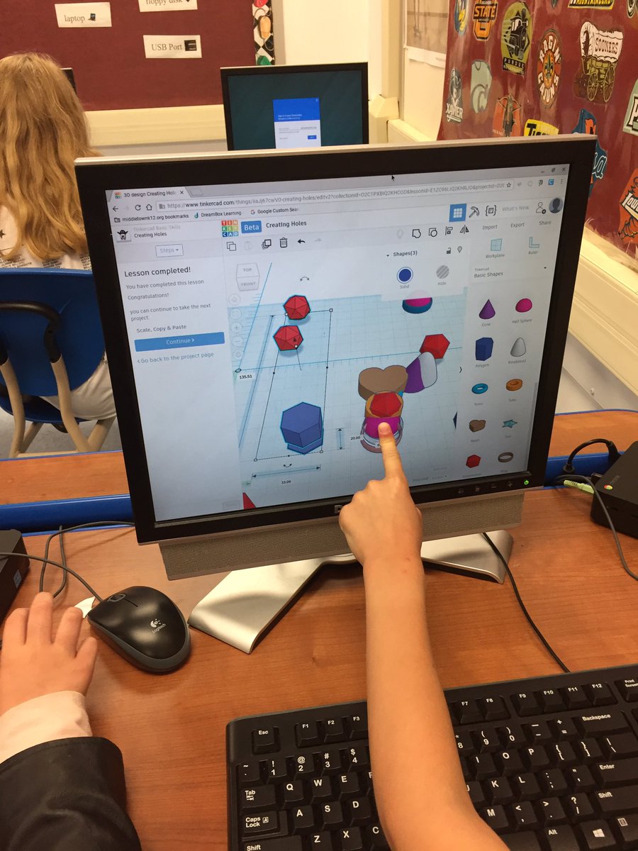 MrsJWinters's tweet photo. Having fun designing 3D figures using @tinkercad in the Lab with @Mr_Herbert_Tech #MTPSpride https://t.co/4EiTd1kLHa